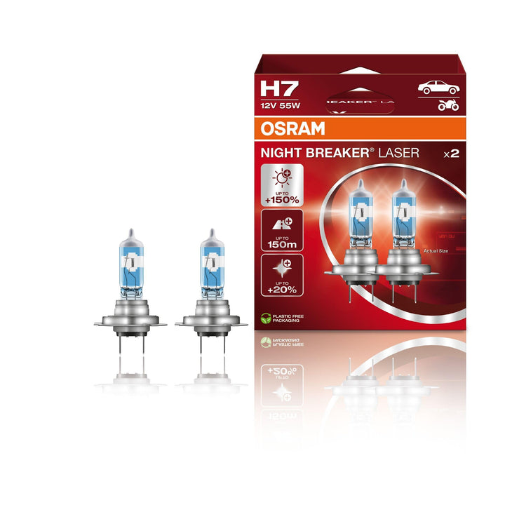 Osram Night Breaker Laser H7 next Generation, +150% mehr Helligkeit, Halogen-Scheinwerferlampe, 6421