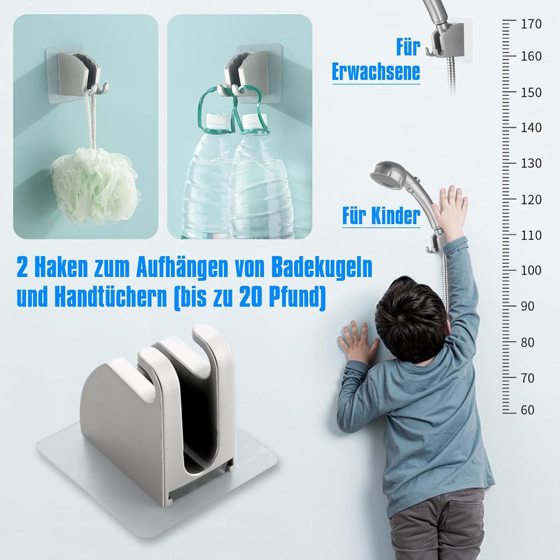 JONKEAN Duschbrause Halterung, Handbrause Halterung Ohne Bohren, Haftender Duschhalterung, Duschkopf