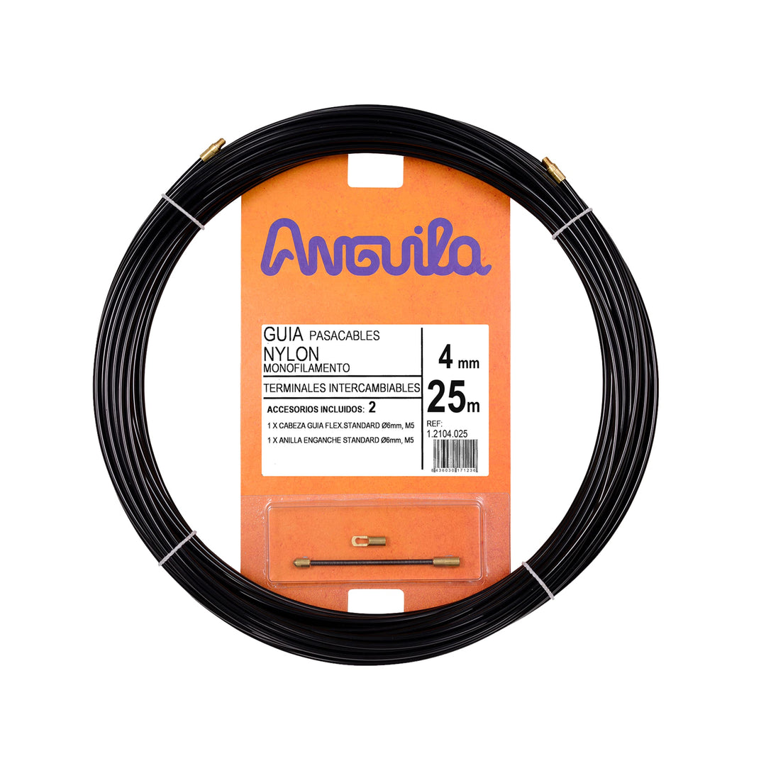 Anguila | Kabelführung | Auswechselbare Klemmen | Monofilament | Nylon | Schwarze Farbe | Durchmesse