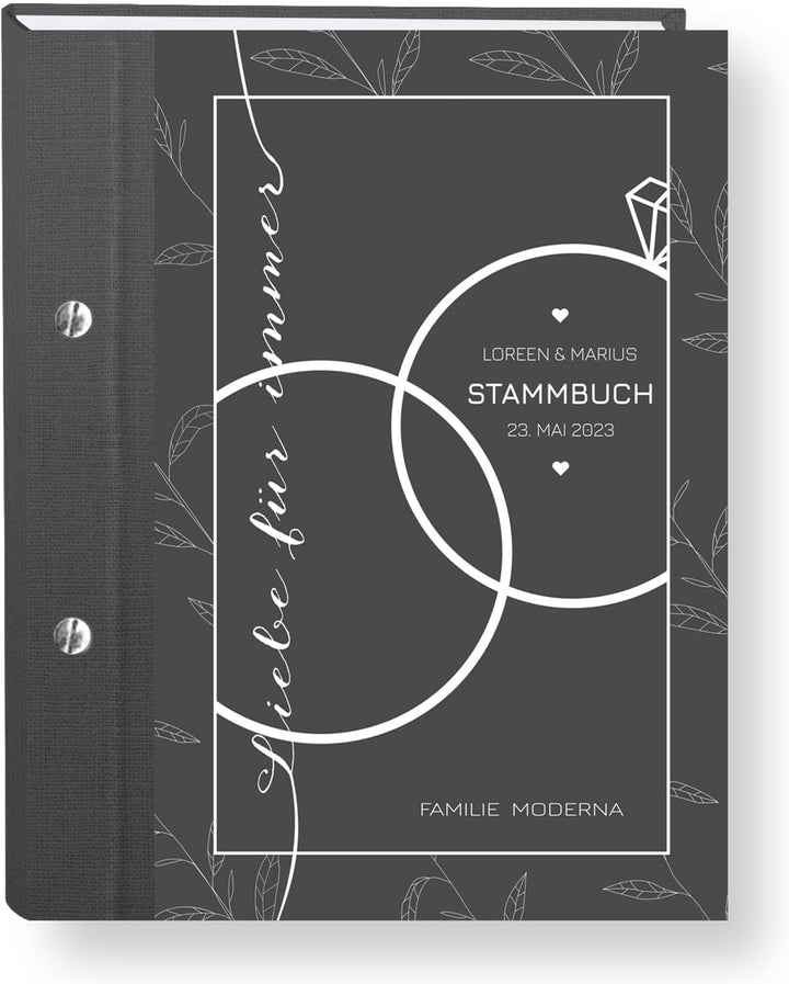 Stammbuch der Familie personalisiert Moderna grau A5 ca. 18 x 23 cm Familienstammbuch Stammbücher Ha