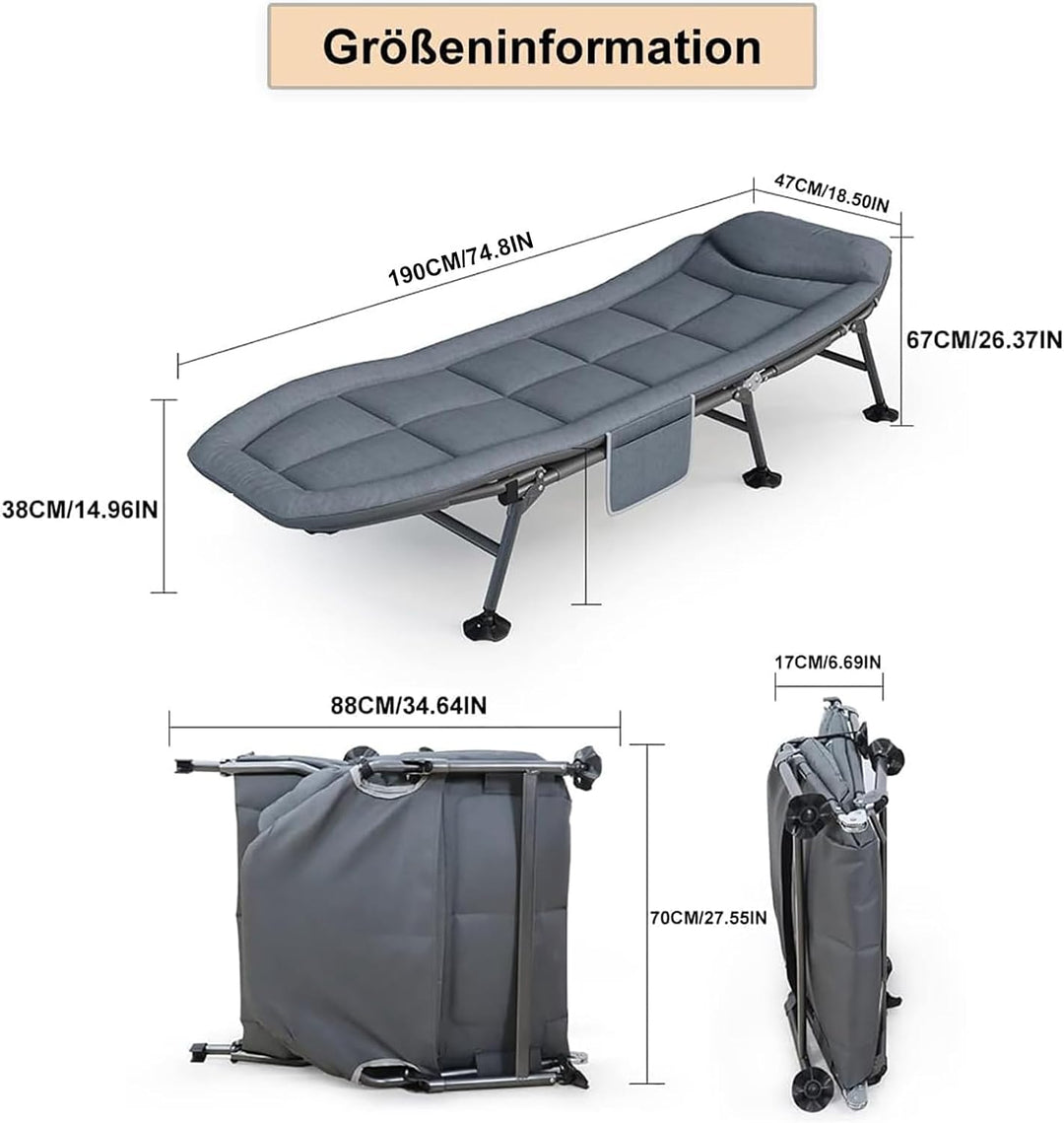 Sonnenliege Gartenliege Klappbar mit Auflage, Liegestuhl Klappbar Feldbett mit Liegefunktion, Grossz
