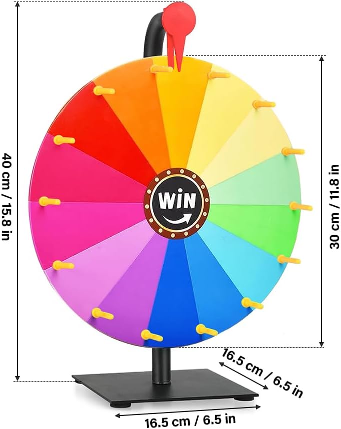 Glücksrad zum Drehen, 30cm Glücksrad zum Selbstgestalten mit 14 Slots, Spinning Prize Wheel mit Radi
