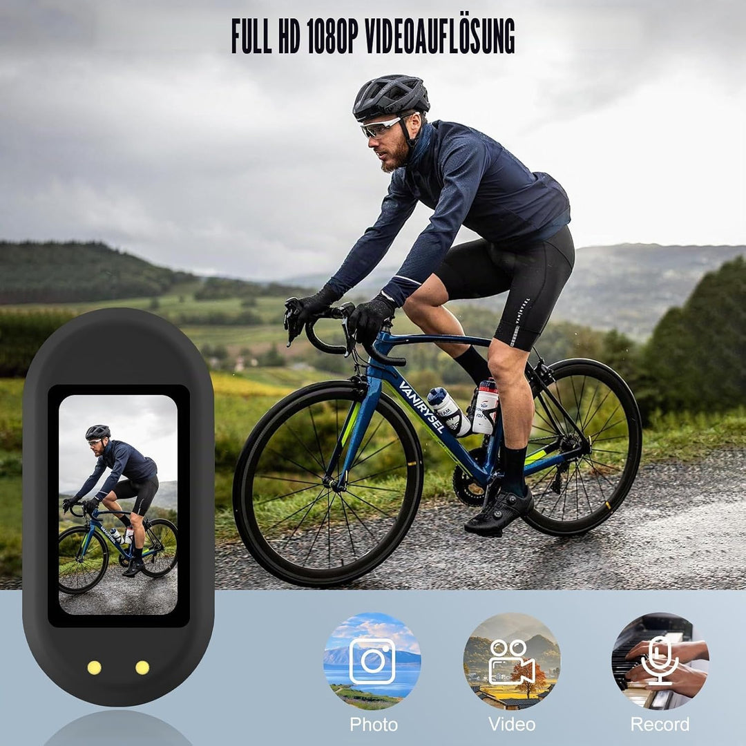 Mini Action Kamera, Tragbare Sportkamera und Magnetische Ladebox mit 1150mAh Batterie, 1080P Action
