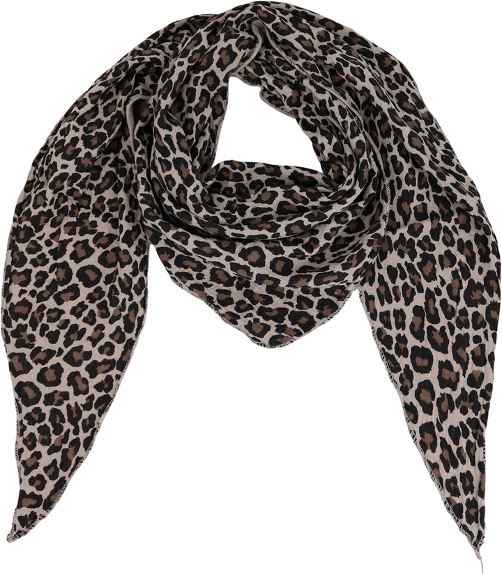 MIRROSI Damen Musselin Halstuch Made in Italy mit Leoprint oder Unifarben – Leichtes Dreieckstuch fü
