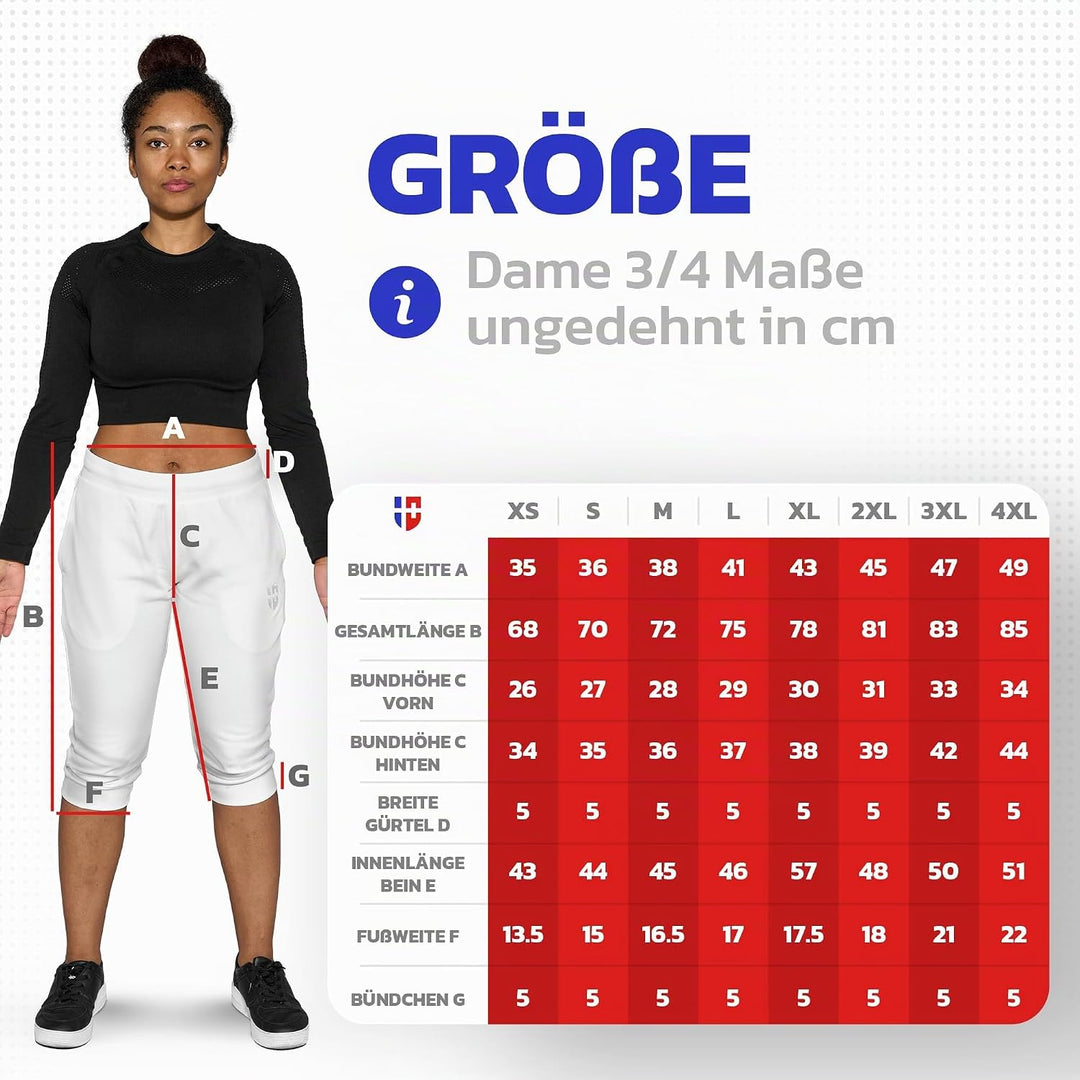 Damen 3/4 Trainingshose Sporthose kurz Hose Sport &amp; Fitness Shorts S Weiss, S Weiss