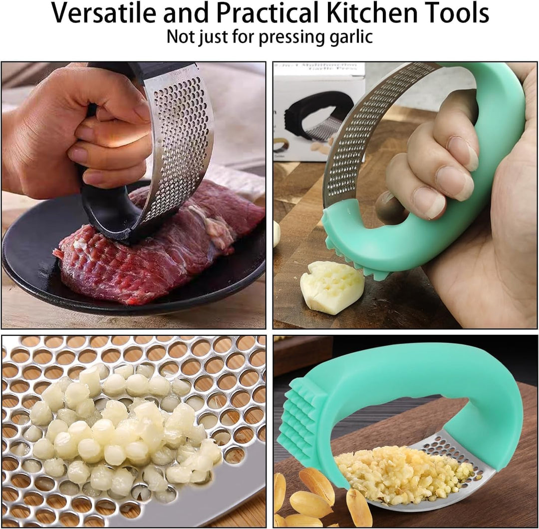 Stainless Steel Garlic Press Rocker, Knoblauchpresse Edelstahl, 2in1 Edelstahl Knoblauchwippe mit Si