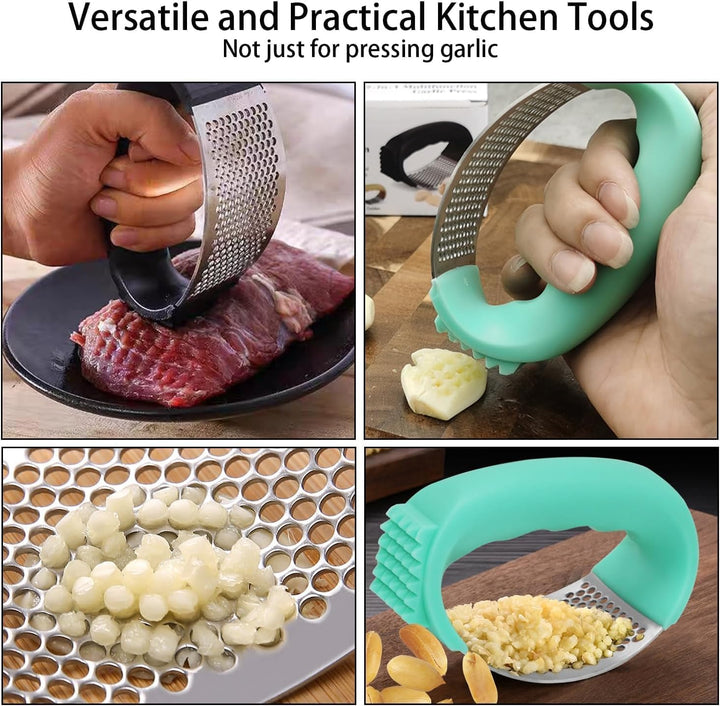 Stainless Steel Garlic Press Rocker, Knoblauchpresse Edelstahl, 2in1 Edelstahl Knoblauchwippe mit Si