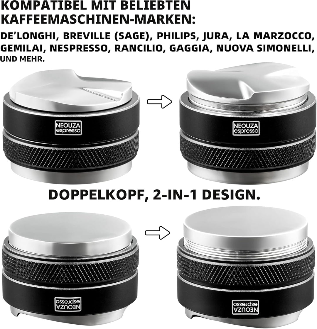 NEOUZA 51mm Coffee Distributor & Tamper 2 in 1 Double Head Coffee Leveller Fits 51mm Delonghi Brevil