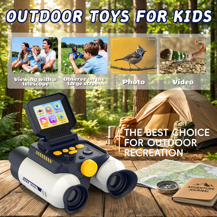 Kinder Fernglas mit Kamera,2,4-Zoll-Bildschirm,10x25 Fernglas für Kinder,Nachtsichtfunktion,geeignet