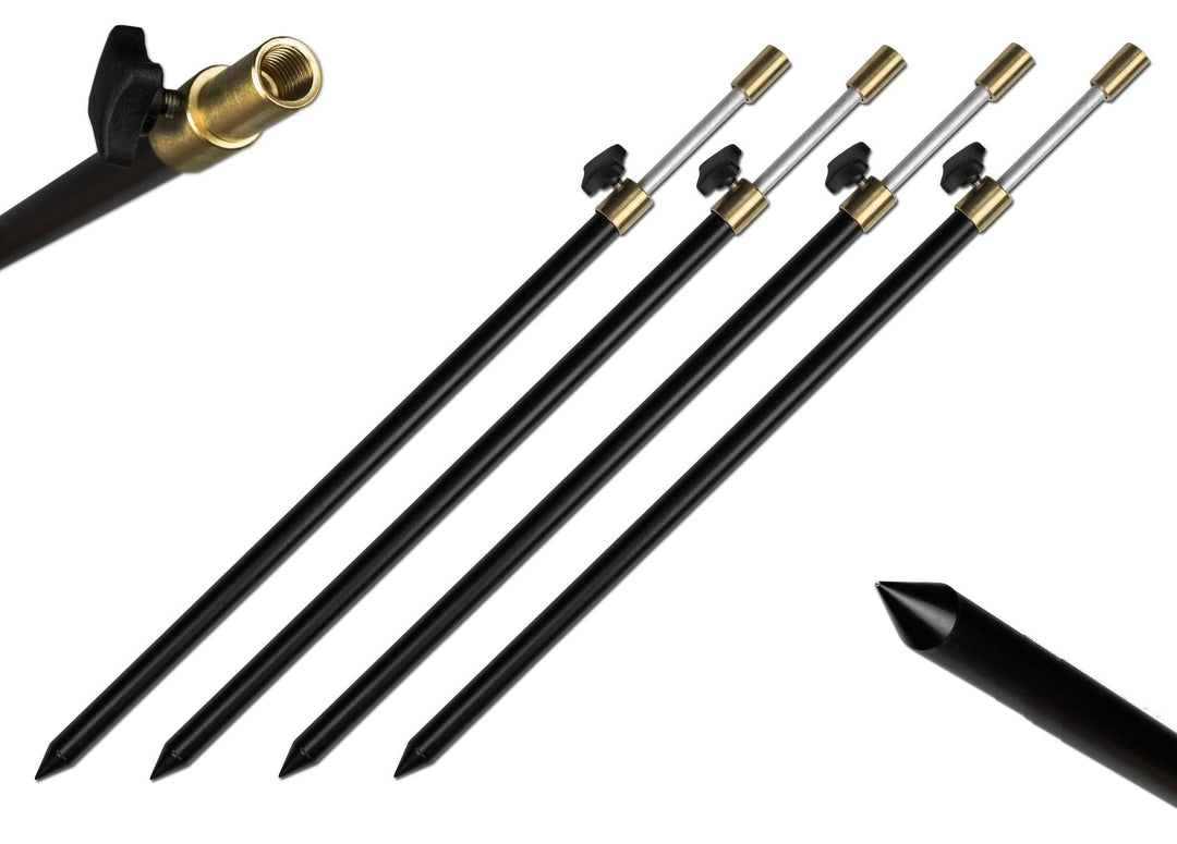 4 Stück Aluminium Bankstick Teleskop Rutenhalter 30-50/50-90/75-120cm schwarz Rodpod Rutenauflage 50