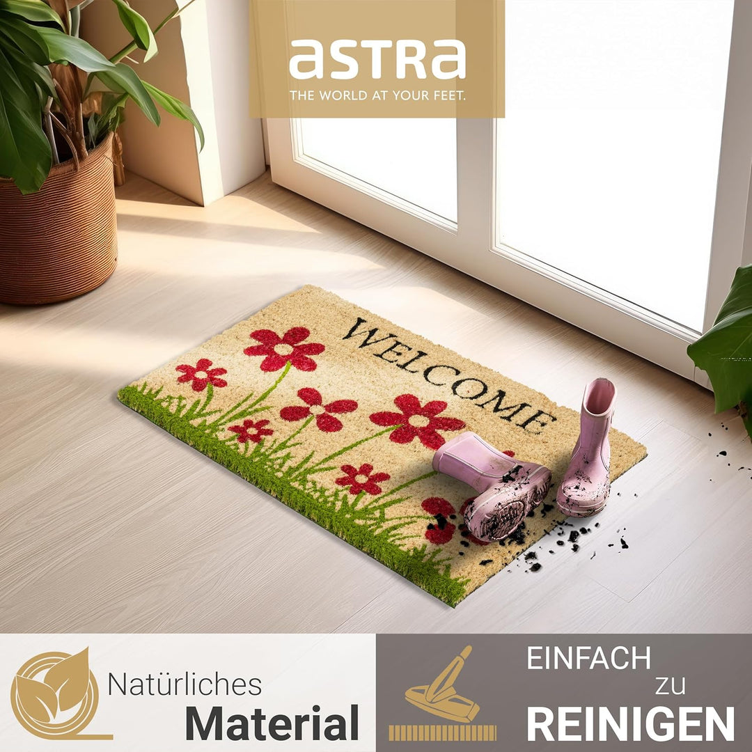Astra Fussmatte innen beige Schmutzfänger rutschfest - Kokosmatte antibakteriell - Türmatte Set in G