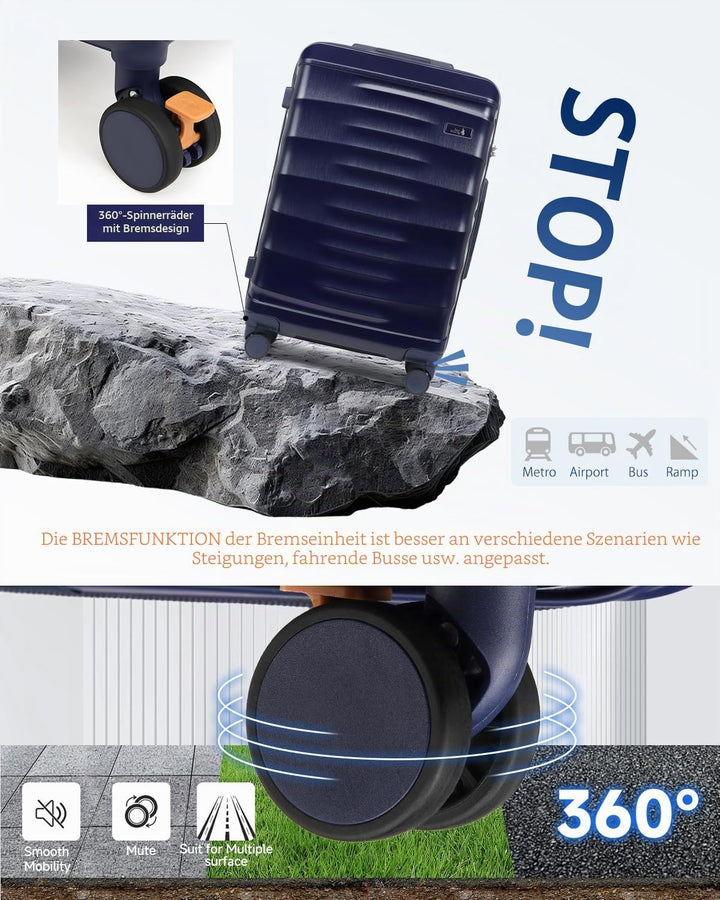 Sea choice Reisekoffer Set 5 Teilig ABS Hartschale Trolley Kofferset Gepäckset Grosse Kapazität Hand