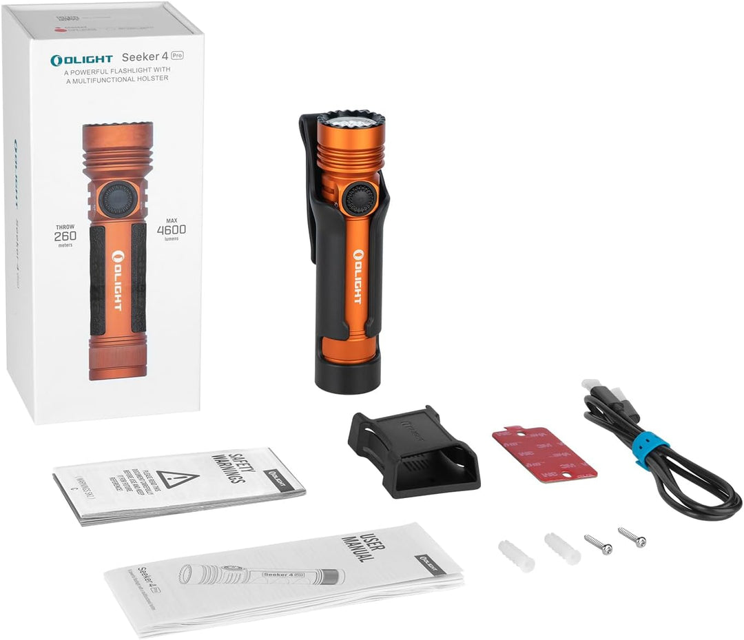 OLIGHT Seeker 4 Pro LED Taschenlampe mit Holster, 4600 Lumen 260 Meter, USB-C Wiederaufladbare Tasch