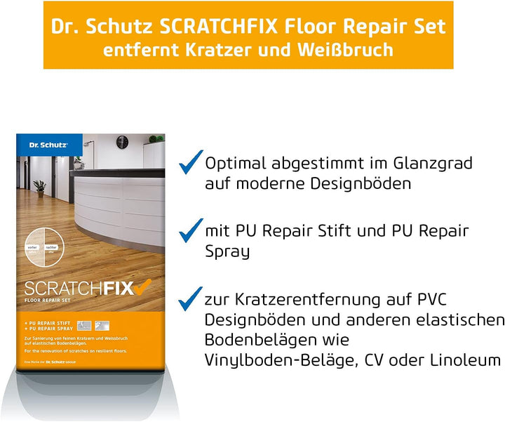 Dr. Schutz SCRATCHFIX Floor Repair Set | Reparatur Set für Hartböden, Designböden aus Vinyl, PVC, CV