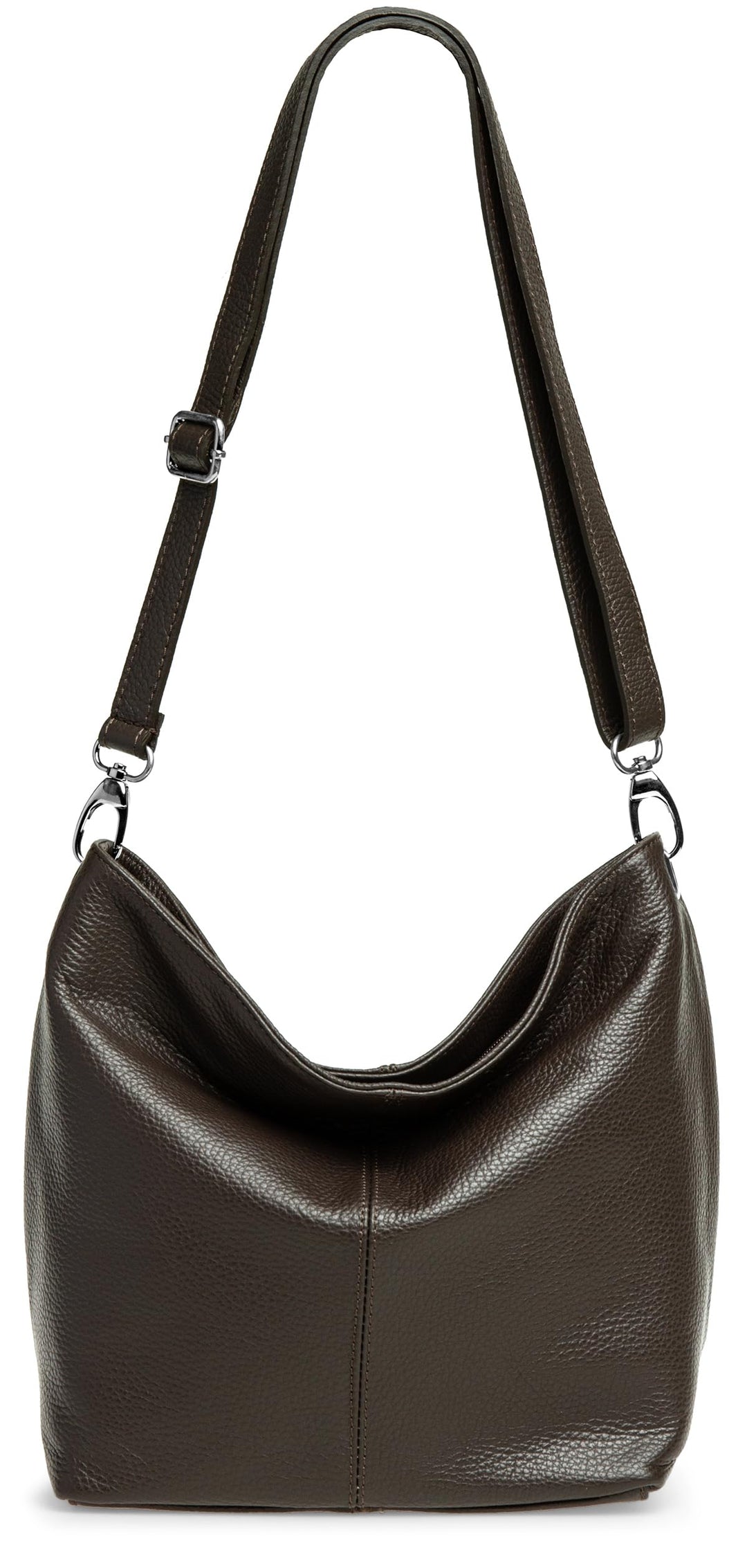 Caspar TL803 klassisch elegante Damen Lederhandtasche Einheitsgrösse Dunkelbraun, Einheitsgrösse Dun