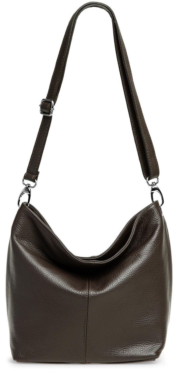 Caspar TL803 klassisch elegante Damen Lederhandtasche Einheitsgrösse Dunkelbraun, Einheitsgrösse Dun