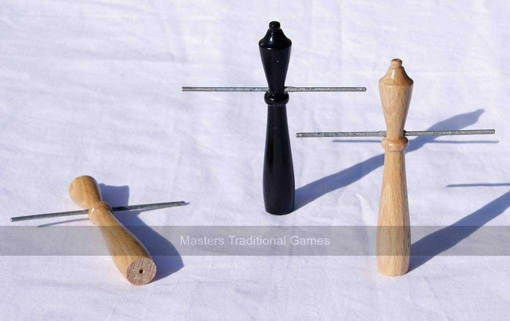 Masters Traditional Games Set Bar Billiards Skittles (2 Natural Wood, 1 Black)