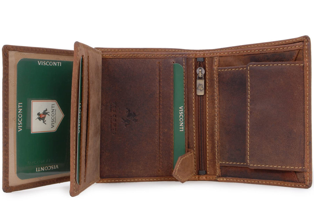 VISCONTI - Leder - Geldbörse - Münzfach Kreditkartensteckplätze & Kartenetuis mit Geschenkbox - Jäge