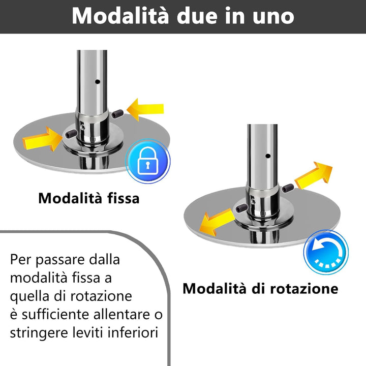 PRIOR FITNESS Kit Pole Dance Tanzstange 45 mm von 2,35 bis 2,74 m, höhenverstellbar, 2 Modi: drehbar