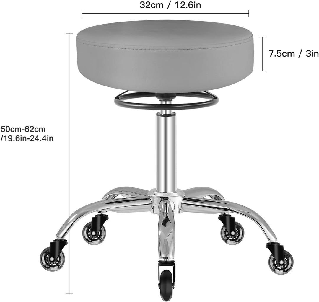 Rollhocker höhenverstellbar mit Rollen - 50-62cm，bis 180 kg belastbare Arbeitshocker，360° Drehhocker