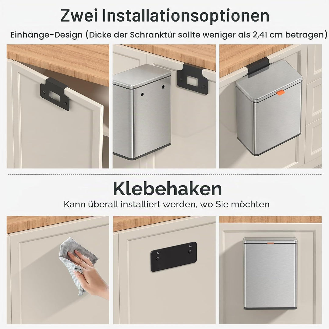 Mbillion Küchenkomposteimer, hängender Mülleimer mit Deckel, 8L/2,1 Gallonen, Edelstahl-Mülleimer fü
