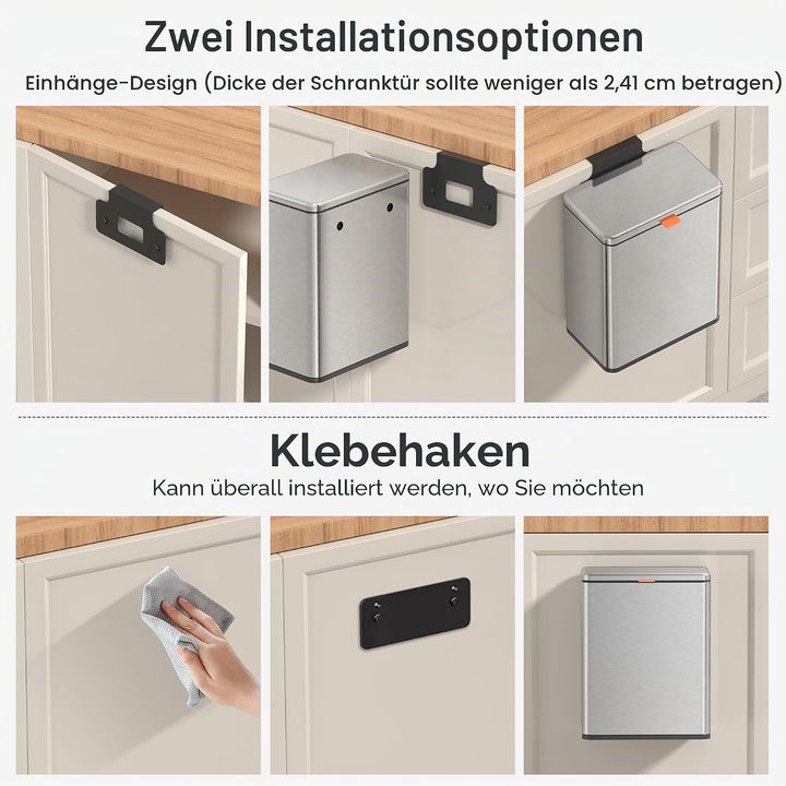 Mbillion Küchenkomposteimer, hängender Mülleimer mit Deckel, 8L/2,1 Gallonen, Edelstahl-Mülleimer fü