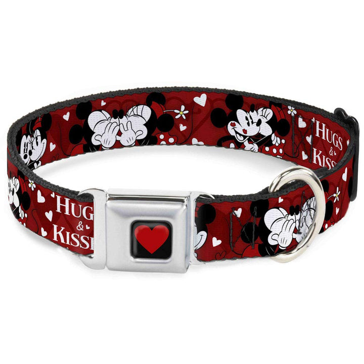 Buckle Down Sicherheitsgurt-Schnalle, Hundehalsband – Mickey & Minnie HUGS & Kisses Posen Rot/Weiss