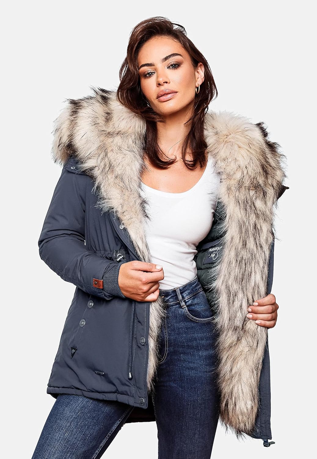 Navahoo Damen Warmer Winterparka mit Kapuze Sweety XS-XXL XS Navy, XS Navy