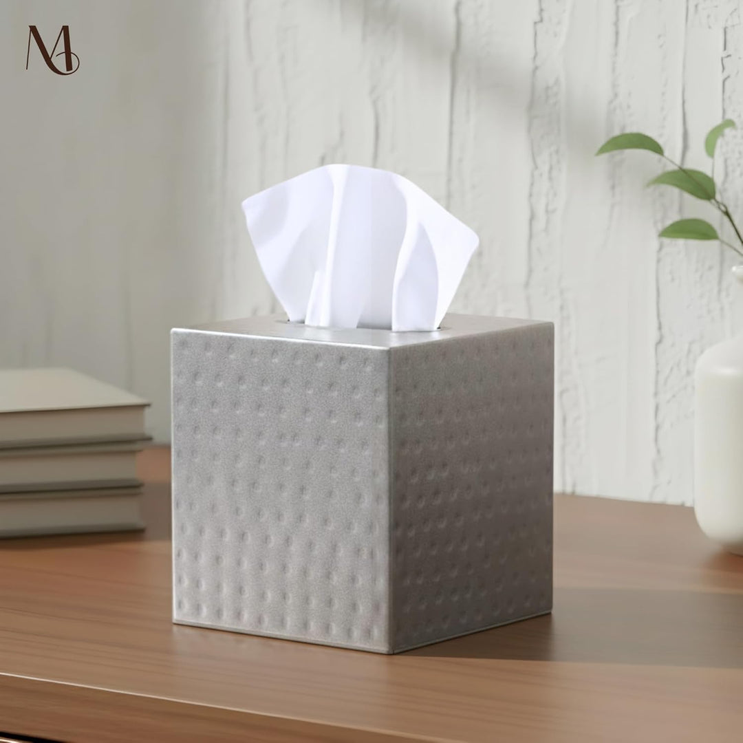 Monarch Living Monarch Handgehämmert Tückerbox-Abdeckung Tissue Box Cover Zinnfarben Zinnfarben Tück