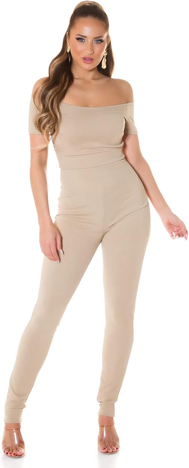 Koucla Business Kurzarm Off Shoulder Maxi Overall S Beige, S Beige