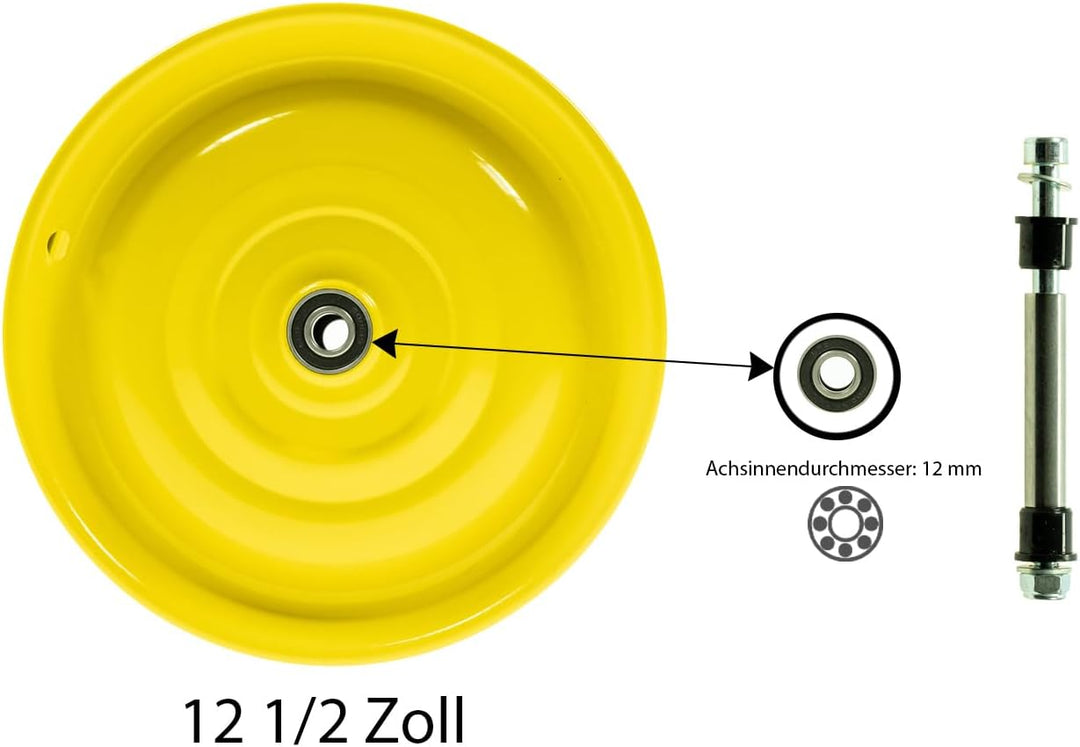 Scheibenrad Anhänger Handwagen Laufrad Rad Felge 12 1/2 Zoll Klaufix DDR (2 Stück Gelb), 2 Stück Gel