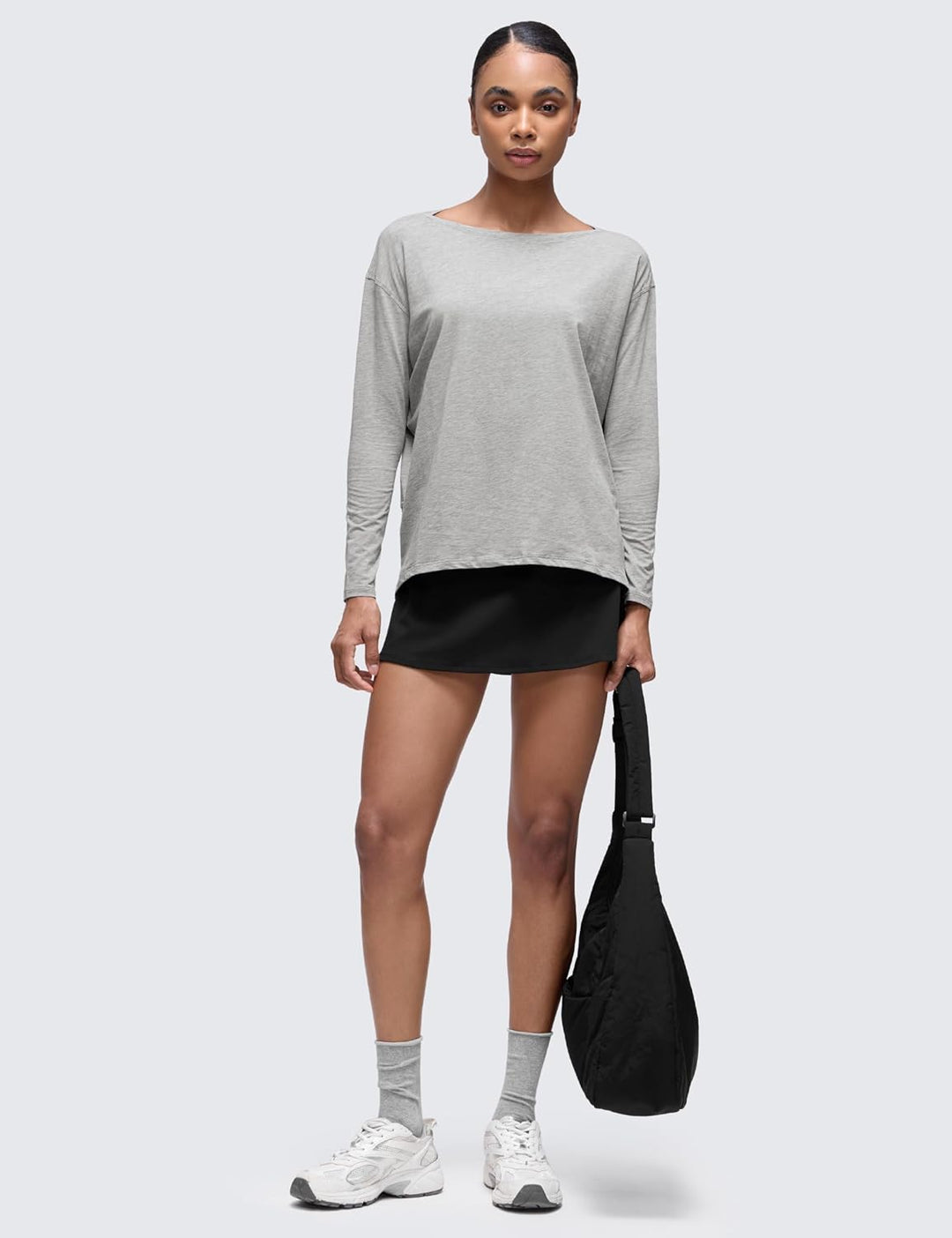 CRZ YOGA Damen Sport Langarmshirt Fitness Yoga Langarm Shirt Leichte Freizeit Longsleeve Baumwolle O