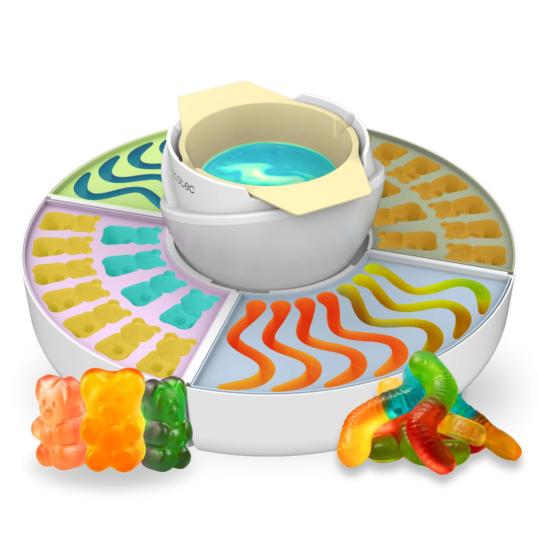Cecotec Süssigkeitenmaschine - Schokoladenfondue - Gummy Maker Fun&Sugar Gummy. 2-in-1, 40 W, 4 Sili