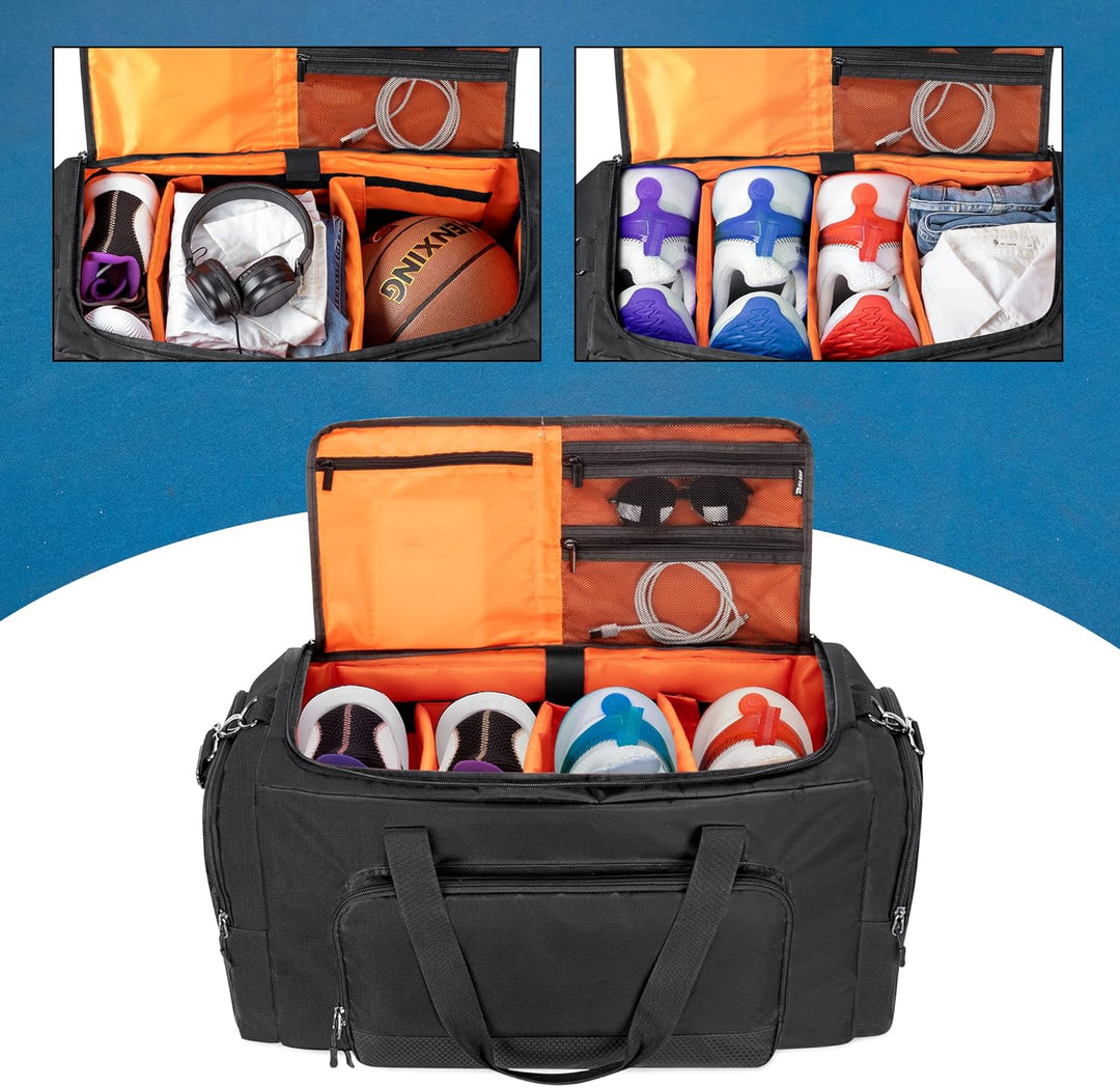 DSLEAF Sneaker Tasche & Sporttasche, Schuhtasche mit 3 verstellbaren Trennwänden für Kleidung und La