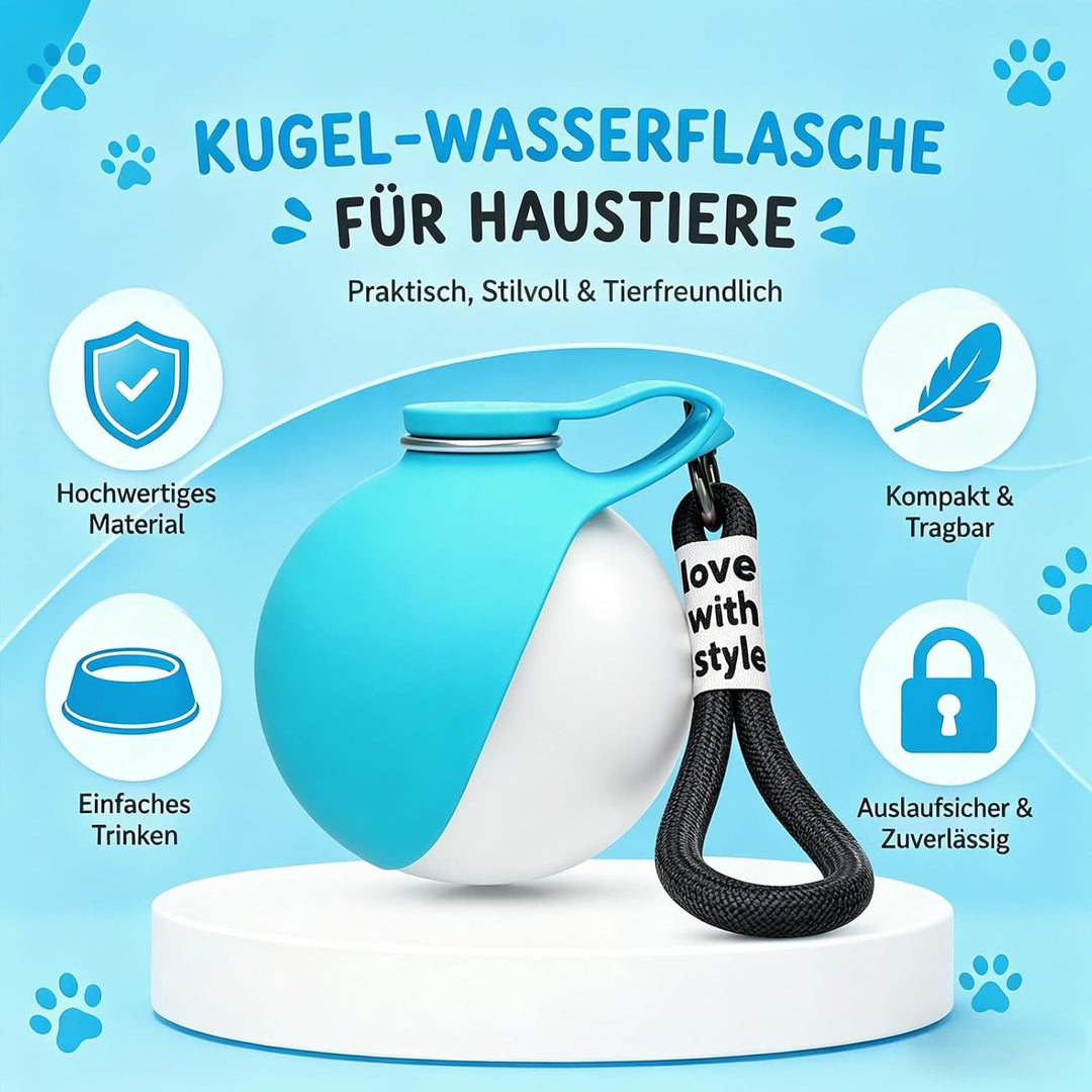 Trinkflasche Hunde für Unterwegs, 285ml Tragbare Edelstahl Hundetrinkflasche mit Faltbarem Silikonna