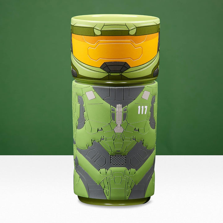 CosCups von Numskull Halo Master Chief Keramiktasse mit Gummihülle, 400 ml – Offizieller Halo-Mercha
