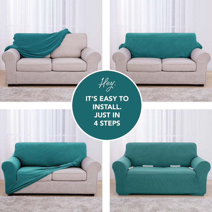 Deconovo Sofabezug für 2-Sitzer-Sofa mit Armlehnen, für Schlafzimmer, Wohnzimmer, dehnbar, bequem, T