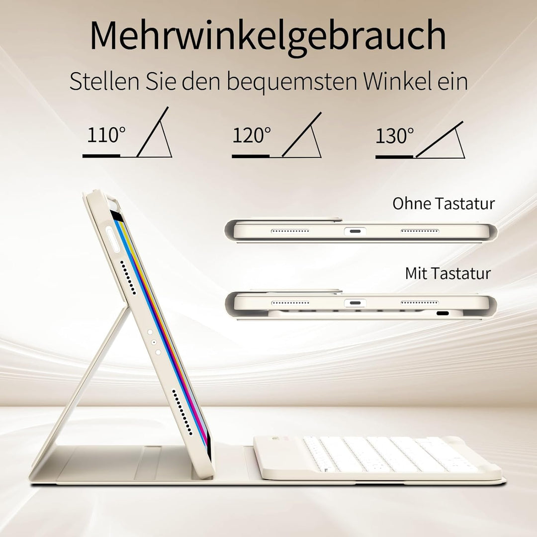 Hülle mit Tastatur für iPad A16 11. Generation 2025, iPad 10. Generation 2022 10,9 Zoll, Abnehmbarer