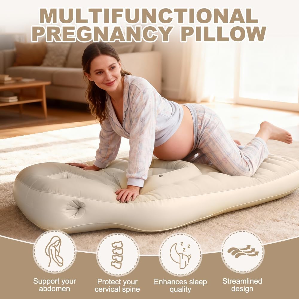 Aufblasbares Schwangerschaftskissen, Yogamatte für Schwangere Mit Loch, Bequeme Beflockte PVC Luftbe
