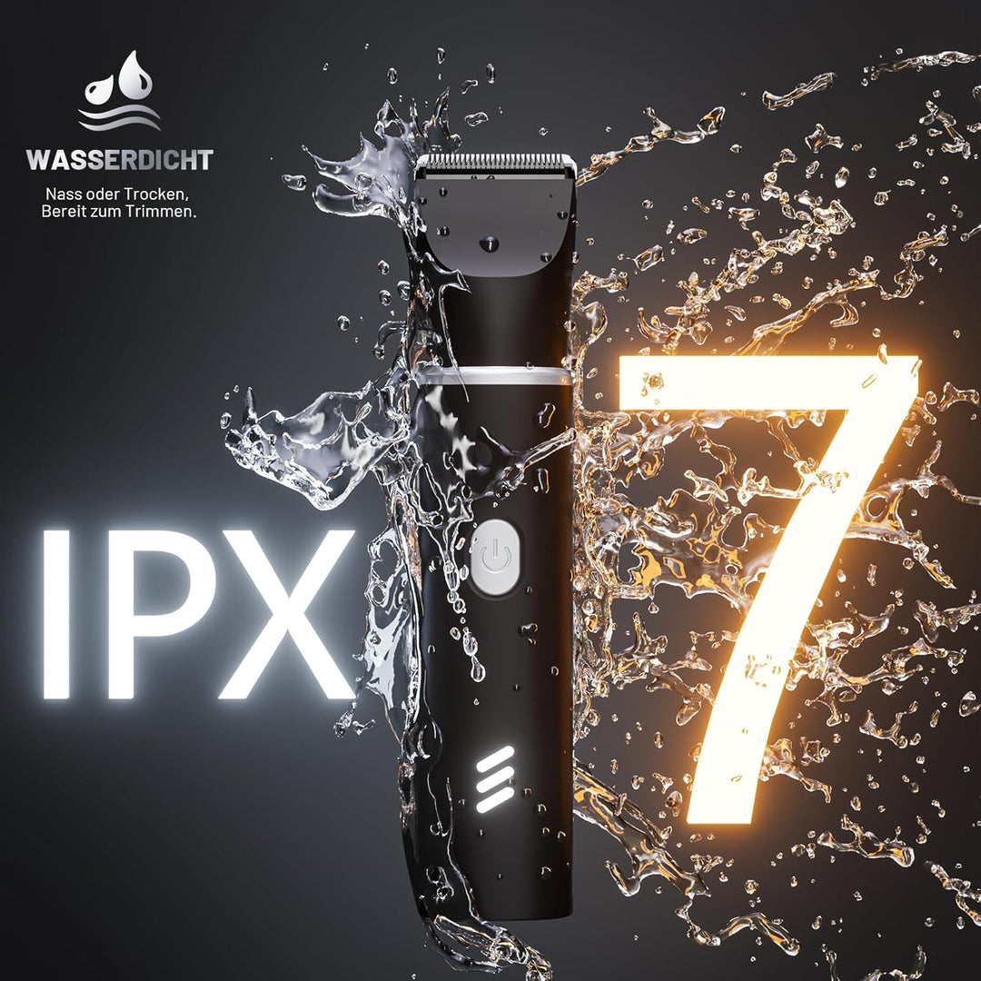 Intimrasierer Mann mit Nasenhaartrimmer 2-in-1, Schmerzfreier Wiederaufladbarer Körperrasierer Herre