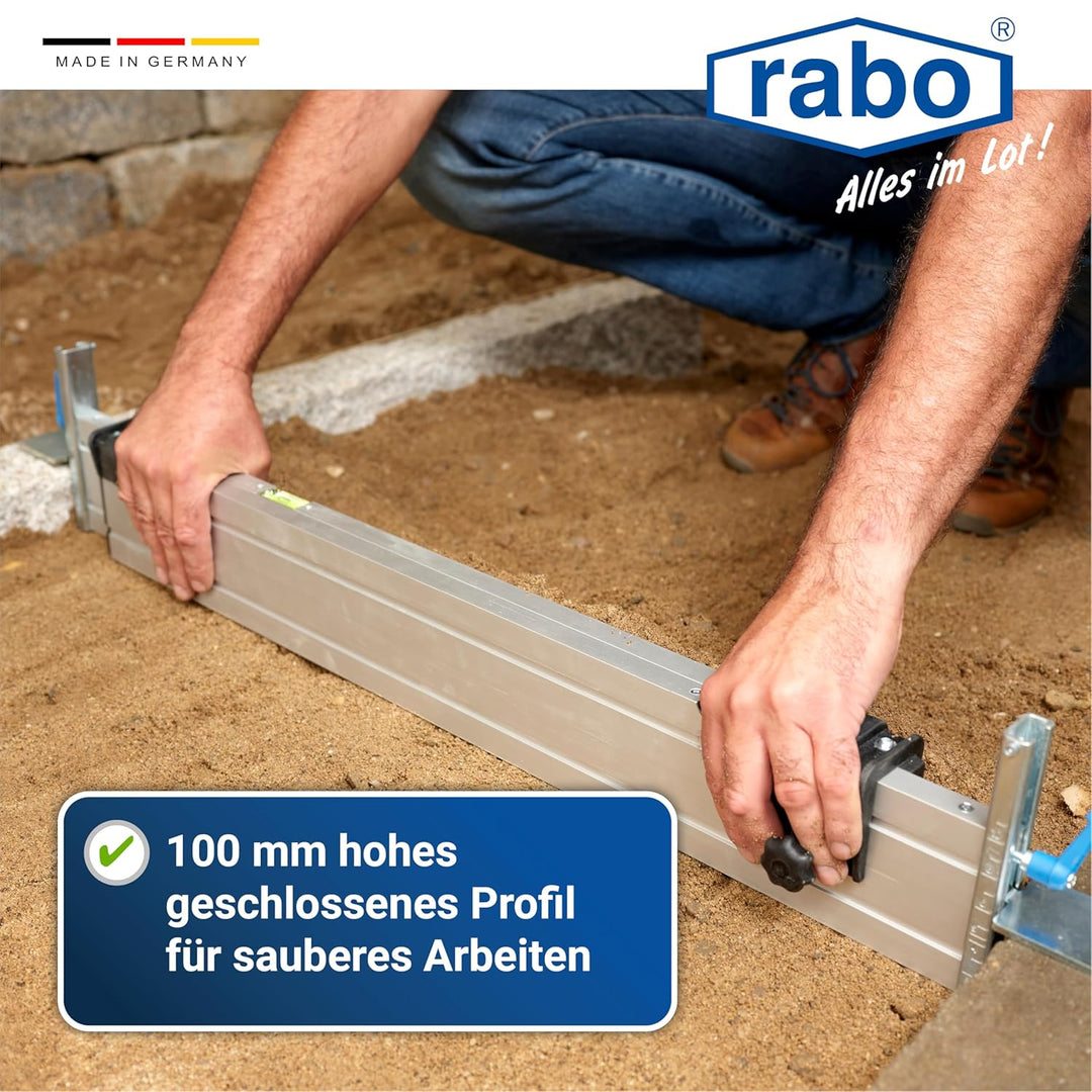 rabo stufenlos verstellbare Abziehschiene 0,60-1,00m, mit 2 verstellbaren Höhenanschlägen, stufenlos