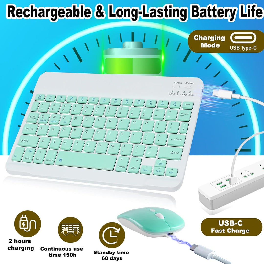 Bluetooth Tastatur Kabellos, Funktastatur Mit Maus,2.4G Maus, Mini Tastatur Ultra-Dünn Wireless Tast