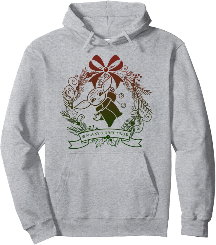 Star Wars Christmas The Child Gradient Wreath Greetings Pullover Hoodie