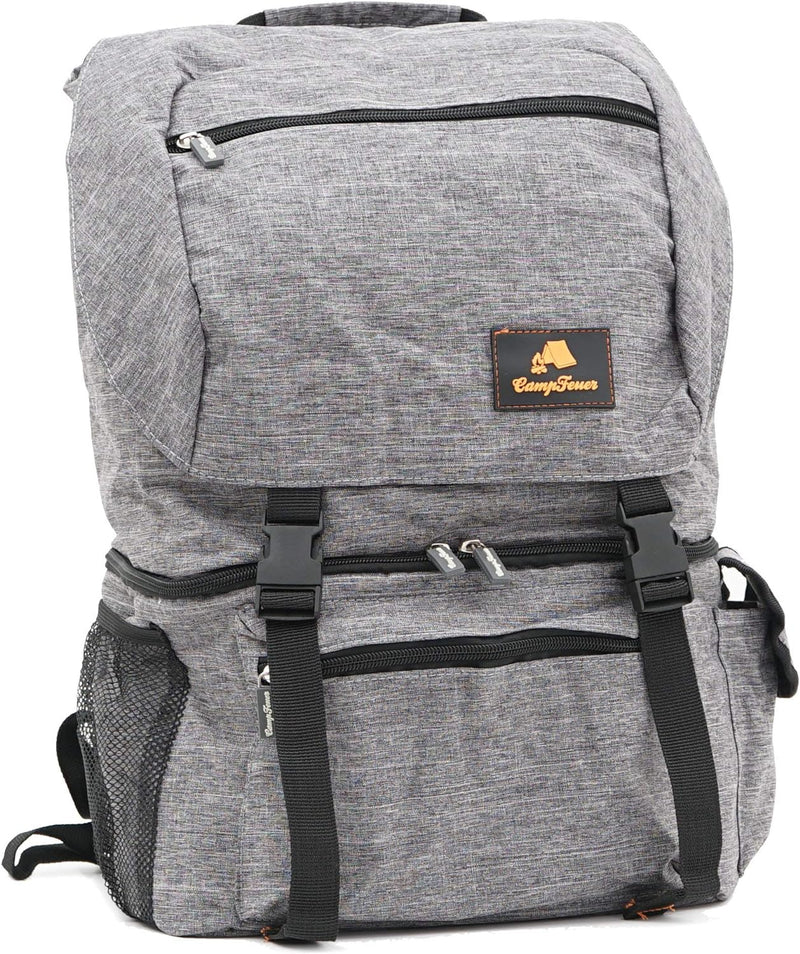 CampFeuer Rucksack mit Kühlfach | grau | 20 Liter Isoliertasche für BBQ, Camping, Strand und Outdoor