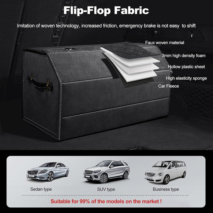 Ergocar Kofferraum Organizer, Faux Gewebtes Wildleder Autotasche Auto Kofferraum Box, Zusammenklappb