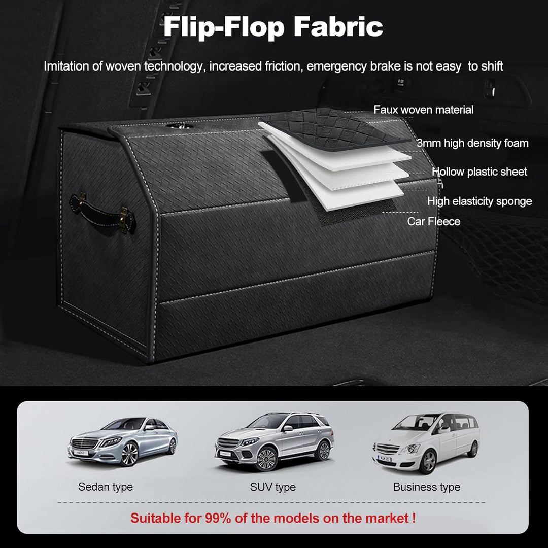 Ergocar Kofferraum Organizer, Faux Gewebtes Wildleder Autotasche Auto Kofferraum Box, Zusammenklappb