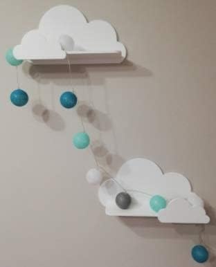 Set von 2 Happy Woody Cloud Wandregale für Kinderzimmer, Schweberegal aus Holz, Babyzimmer-Dekor, Ki