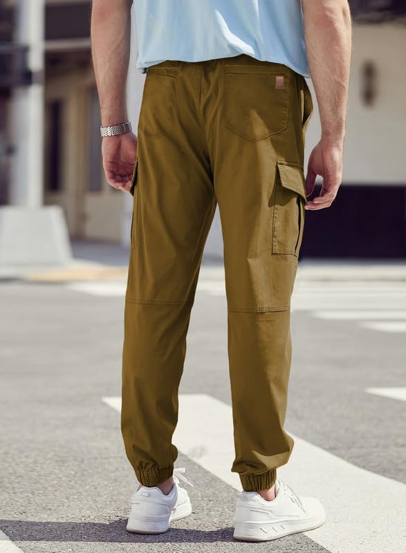 Cargohose Herren Chino Hose mit 6 Taschen Cargo Hose Stretch Jogginghose für Männer mit Bundgummi El