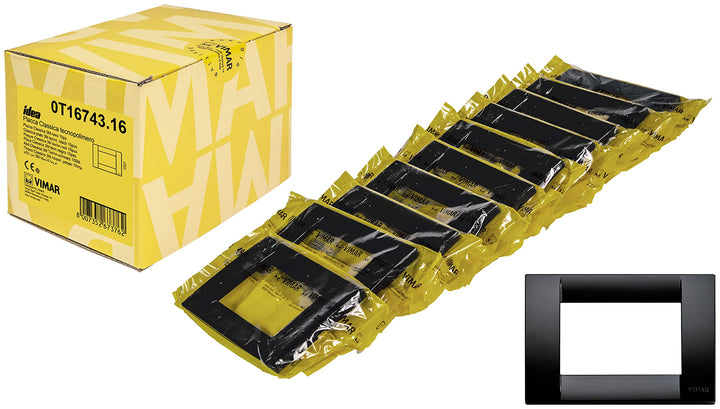 Vimar Idea 0T16743.16 Classic Platte 3 Module Technopolymer, 10 Stück, Schwarz 10 Pezzi, 10 Pezzi
