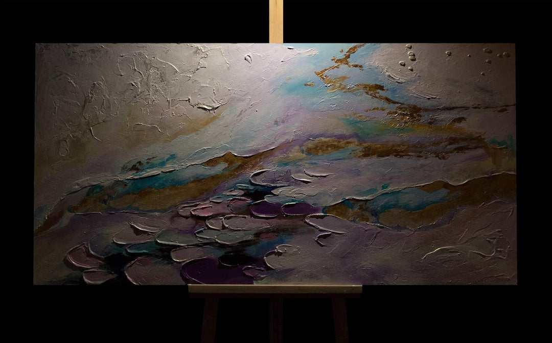 YS-Art Abstrakt Acryl Gemälde auf Leinwand handgemalt Abstraktion V Wandbilder Wohnzimmer moderne we